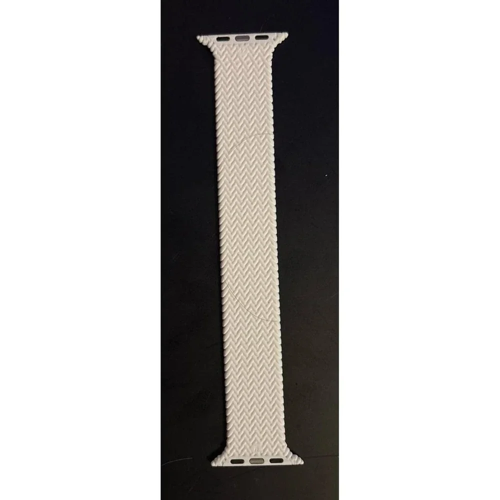 NEW White Woven Solo Loop Silicone Stretch Band for Apple Watch 42/44/45mm 6.25